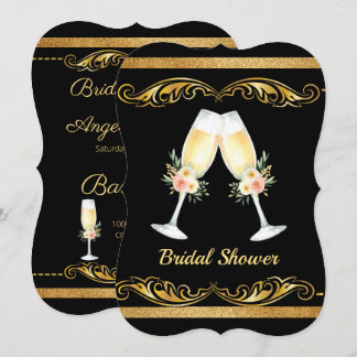 Elegant Wedding Black en Gold Vrijgezellenfeest Kaart