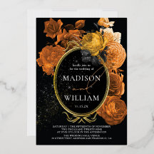 Elegant Wedding Black en Oranje Floral