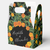 Elegant Wedding Black en Oranje Roos Bedankdoosjes (Geopend)