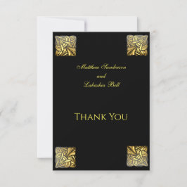 Elegant Wedding Black Gold Bedankkaart