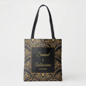 Elegant Wedding Black Gold Stylish Personaliseren Tote Bag (Voorkant)