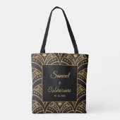 Elegant Wedding Black Gold Stylish Personaliseren Tote Bag (Achterkant)