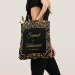 Elegant Wedding Black Gold Stylish Personaliseren Tote Bag<br><div class="desc">Elegant Wedding Black Gold Stylish Personalize Canvas tas is geweldig voor het bruiloft en de bruiloft. Ook geweldig voor de viering van het Golden Jubileum. Personaliseer het.</div>