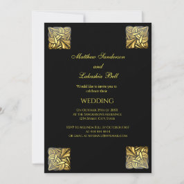 Elegant Wedding Black gold Uitnodiging