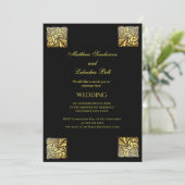 Elegant Wedding Black gold Uitnodiging (Staand voorkant)