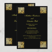 Elegant Wedding Black gold Uitnodiging (Voorkant / Achterkant)