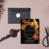 Elegant Wedding Black Sinaasappel Floral Kaart