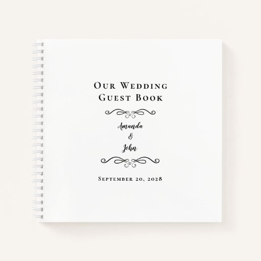 Elegant Wedding Black & White Budget Guest Book Notitieboek (Voorkant)