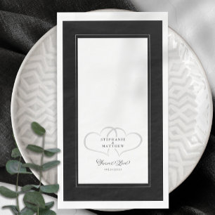 Elegant Wedding Black & White Hearts for ever Love Servet