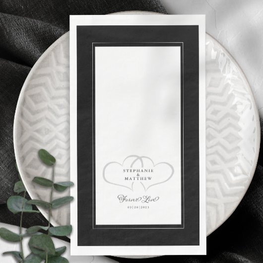 Elegant Wedding Black & White Hearts for ever Love Servet