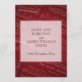 Elegant Wedding Bladmuziek Rood Kaart