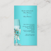 Elegant Wedding Blauwgroen Blue Beige Rozen Flower Informatiekaartje (Achterkant)