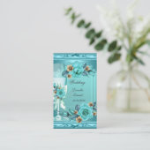 Elegant Wedding Blauwgroen Blue Beige Rozen Flower Informatiekaartje (Staand voorkant)