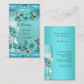 Elegant Wedding Blauwgroen Blue Beige Rozen Flower Informatiekaartje (Voorkant / Achterkant)