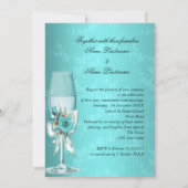 Elegant Wedding Blauwgroen Blue Champagne Rozen Fl Kaart (Achterkant)