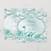 Elegant Wedding Blauwgroen Blue Swans Bow Kaart (Voorkant / Achterkant)
