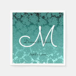 Elegant Wedding Blauwgroen Groen Monogram Servet