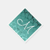 Elegant Wedding Blauwgroen Groen Monogram Servet (Hoek)