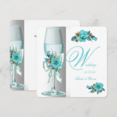 Elegant Wedding Blauwgroen White Beige Roos Champa Kaart (Voorkant / Achterkant)