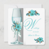 Elegant Wedding Blauwgroen White Beige Roos Champa Kaart (Voorkant)