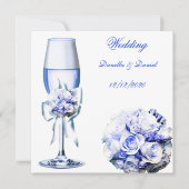 Elegant Wedding Blue Navy Floral Rozen Kaart (Voorkant)