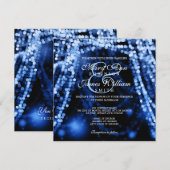 Elegant Wedding Blue String Lights Kaart (Voorkant / Achterkant)