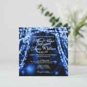 Elegant Wedding Blue String Lights Kaart (Staand voorkant)