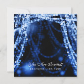 Elegant Wedding Blue String Lights Kaart (Achterkant)
