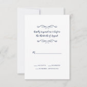 Elegant Wedding Blue White Classic minimalist RSVP Kaartje (Voorkant)