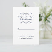 Elegant Wedding Blue White Classic minimalist RSVP Kaartje (Staand voorkant)
