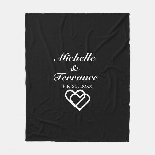 Elegant Wedding Bride Groom Black White Passen get Fleece Deken (Voorkant)