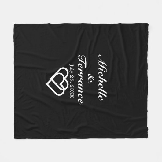 Elegant Wedding Bride Groom Black White Passen get Fleece Deken (Voorkant (Horizontaal))
