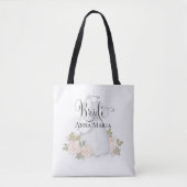 Elegant Wedding Bride Modern Blush Floral Pink Tote Bag (Voorkant)