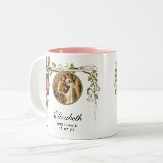 Elegant Wedding Bridesmaid Shower Rozen Tweekleurige Koffiemok (Voorkant links)