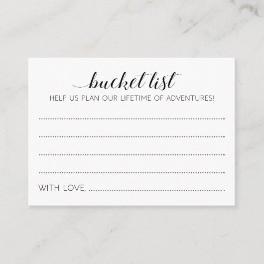 Elegant Wedding Bucket List Advice Kaarten (Voorkant)