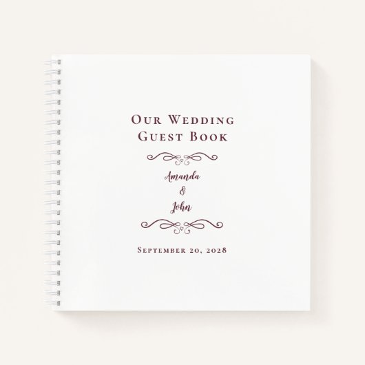Elegant Wedding Burgundy Chic Budget Guest Book Notitieboek (Voorkant)