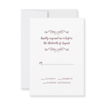 Elegant Wedding Burgundy Classic minimalist RSVP