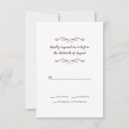 Elegant Wedding Burgundy Classic minimalist RSVP