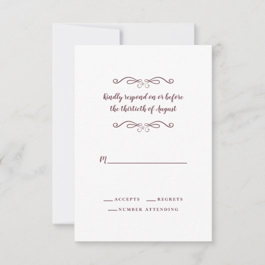 Elegant Wedding Burgundy Classic minimalist RSVP (Voorkant)