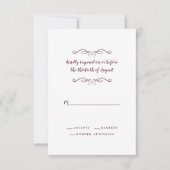 Elegant Wedding Burgundy Classic minimalist RSVP Kaartje (Voorkant)