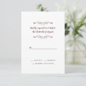 Elegant Wedding Burgundy Classic minimalist RSVP Kaartje (Staand voorkant)