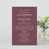 Elegant Wedding Burgundy Modern Ceremony Programme (Staand voorkant)