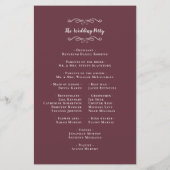 Elegant Wedding Burgundy Modern Ceremony Programme (Achterkant)