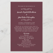 Elegant Wedding Burgundy Modern Ceremony Programme (Voorkant)