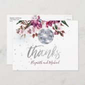 Elegant Wedding Burgundy Silver Disco bedankt Briefkaart (Voorkant / Achterkant)