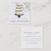 Elegant Wedding Cake Designer Bakery Gold Marble Vierkante Visitekaartje (Voorkant / Achterkant)