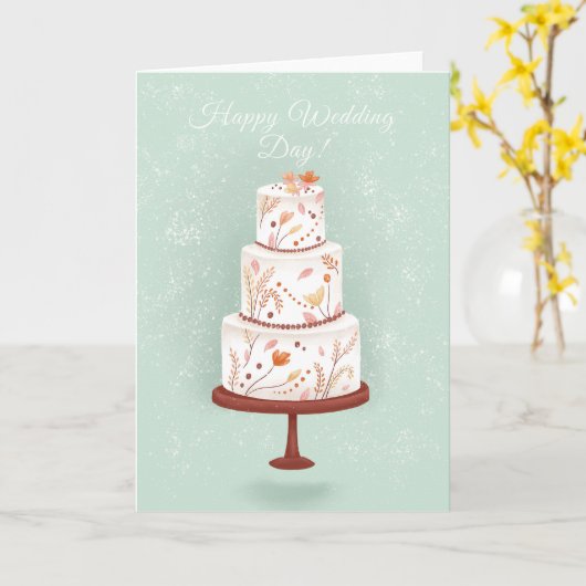 Elegant Wedding Cake Gefeliciteerd Kaart (Gele Bloem)