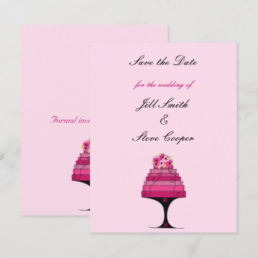 Elegant Wedding Cake Save the Date (Voorkant / Achterkant)