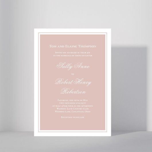 Elegant Wedding Calligraphy Blush Pink Script  Kaart