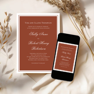 Elegant Wedding Calligraphy Burgundy Script Kaart